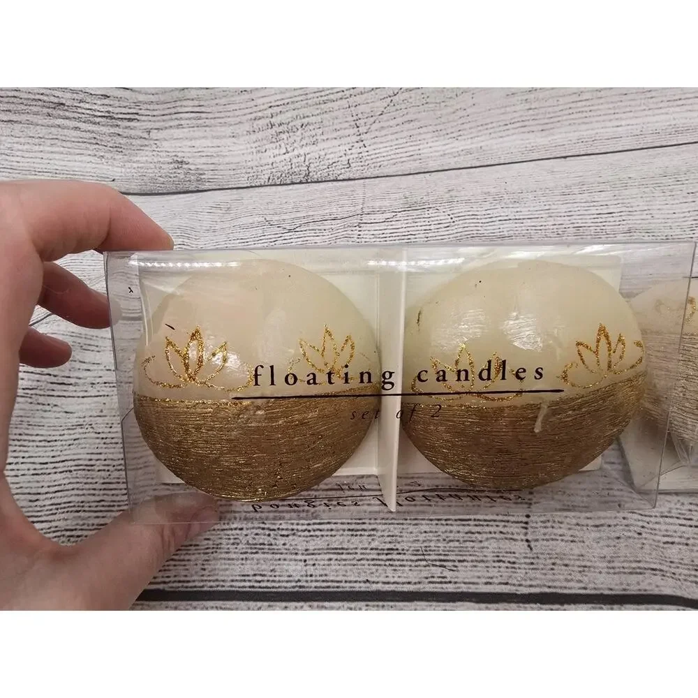 PIER ONE 1 Imports Floating Candles Set of 4 Gold And Ivory New NWT NIB